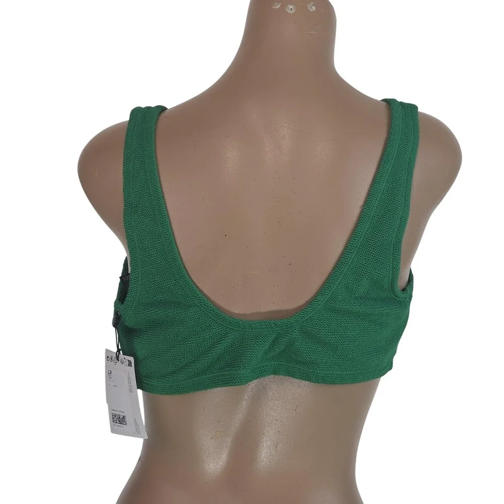 & Other Stories Swim‎ Top Womens 12 Green Textured Bralette Knot Front Lined NWT
